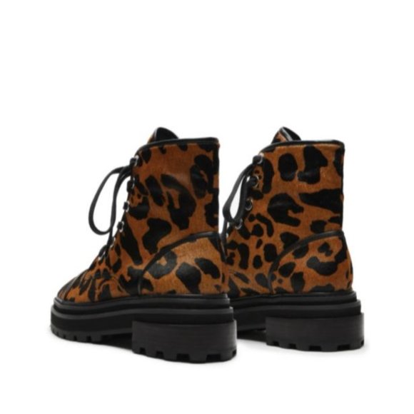 SCHUTZ Maylova Leopard Suede Combat Booties - Picture 5 of 12